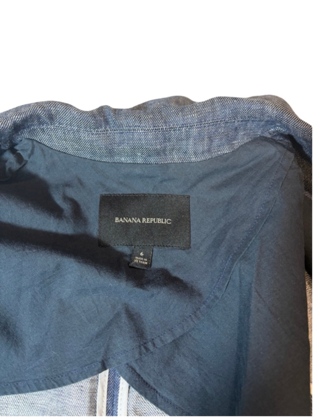 Banana Republic Linen Blazer 6 Blue Chambray One Button Jacket - Picture 6 of 8